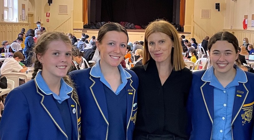 Ms Sheena Teeder with Loreto Toorak students